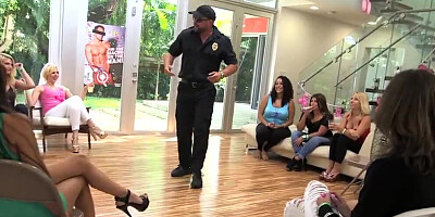 Attractive teen girls lined up to receive male strippers' hard cocks into their pussies