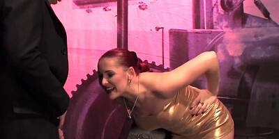 Gorgeous mistress punishing the dick of the male slave