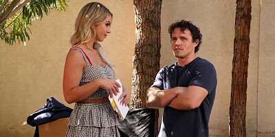 Guy welcomes stunner to the neighborhood by fucking her