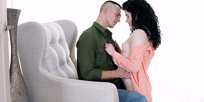 Young brunette gives head like a slut before trying anal