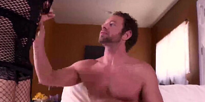 Redhead mom Sexy Vanessa stares at the camera while sucking a big cock