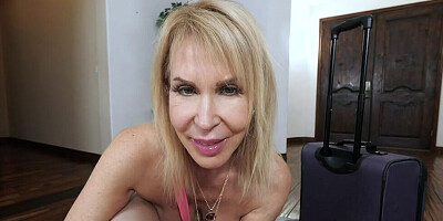 Seductive mature blonde Erica Lauren rides Alex Jett's big pecker