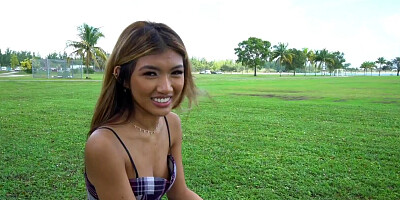 Asian beauty sucks a dick and rides it in this hardcore video