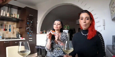 He fucks the neighbor and the wife masturbates (Natural Boobs)