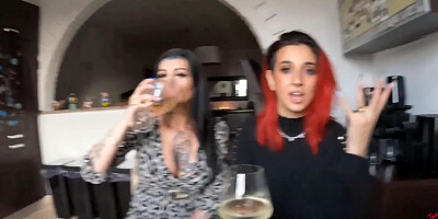 He fucks the neighbor and the wife masturbates (Natural Boobs)