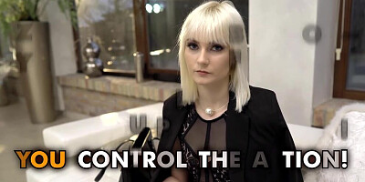 Naughty blonde Miss Melissa is spanked while being fucked from behind