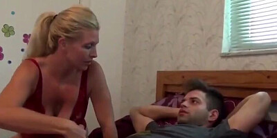 Slutty blonde MILF is having sex with daughter's new boyfriend