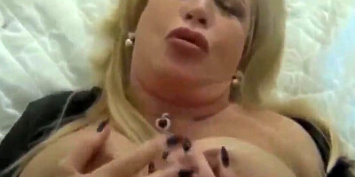 Curvy blonde mom swallows hard cock and rides it passionately