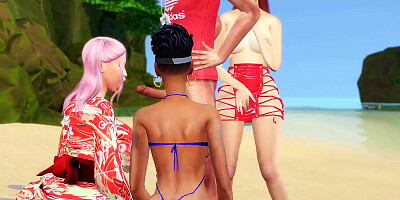 Busty girl is fucked on the beach in this 3D adult sex cartoon