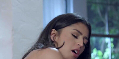 Sophia Leone is riding a huge dong on the couch