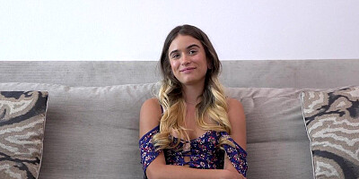 Gorgeous all natural teen gets naked during the sex video casting interview