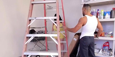 Angelina Castro is sucking dude's BBC and wraps her puss around it