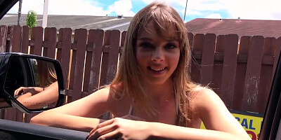 Thrilling girl is fucked on the backseat by a horny man