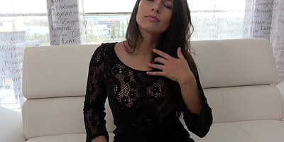Busty girl Zafira is spreading legs and playing with her nice pussy