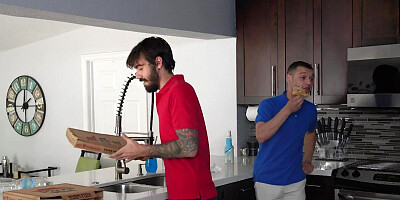 Perverse MILF flight attendants swap their stepsons and fuck them in a hot foursome