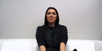Natural brunette babe got drenched in oil for sex on casting
