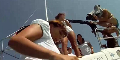 Horny slutty girls are getting dicked-down on the boat