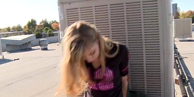 Spicy slut Nicole Ray is fucking with a stranger in various places