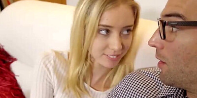 Slutty Haley Reed is riding lad's hard pecker on the couch