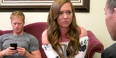 Maddy O'Reilly is fucking with another man next to a cuckold