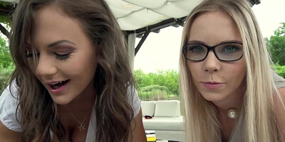 Tina Kay & Florane Russell are being fucked on the balcony