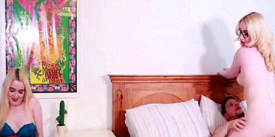 Hot Blonde British Teen Watches her Doppelganger Suck & Fuck