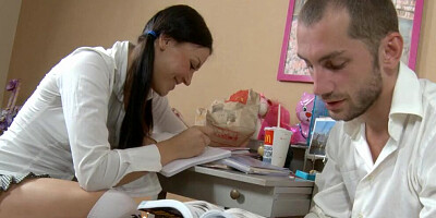 The tutor seduces his wet pupil