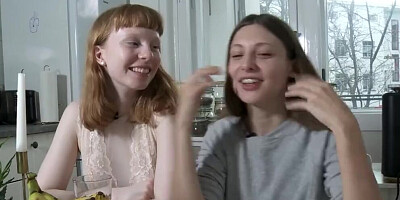 Talia and Bonnie are cute lesbian couple engaged in a hot action
