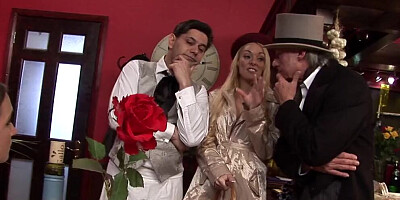 Delightful maid loves to share delicious cock with another chick