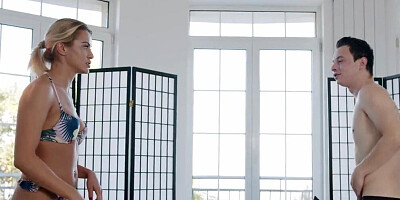 Euro harlot Cherry Kiss lifted the young man and used his cock