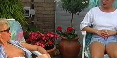 Blonde Retro Lesbians Outdoor