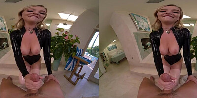 VR footage of Blake Blossom riding her lucky stepson's hard pecker