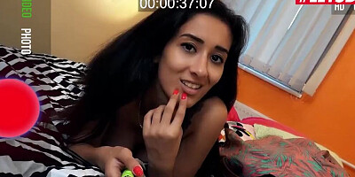 Slutty brunette seduces that janitor and gives him some cherry