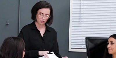 Office ladies engaged in lesbian lovemaking after a business meeting