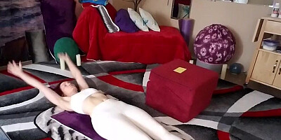 Naughty MILF is being filmed while doing some Yoga exercises
