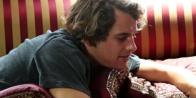 Nina Elle gives a massage to her stepson and fucks him