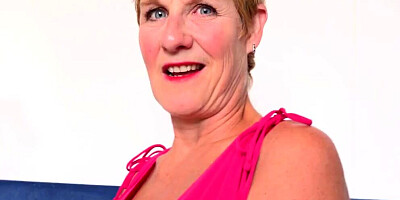 Short-haired mature woman masturbates and fucks in POV video