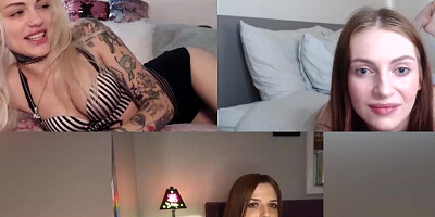 Three college chicks connected through Skype and put on a masturbation show