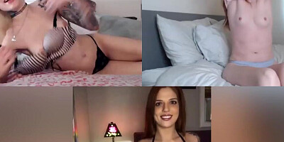 Three college chicks connected through Skype and put on a masturbation show