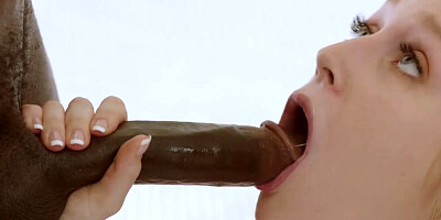 Petite blonde Emma Starletto is licked and fucked by a black stallion