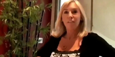 Busty blonde is sucking dick and getting fucked by a very lucky man