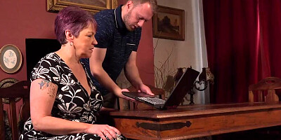 AuntJudysXXX - Busty Mature Housewife Mrs. Bird Fucks the Computer Nerd