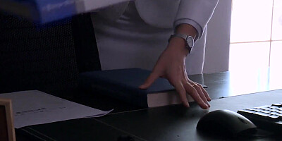 Naughty Asian secretary is playing with boss's prick inside the office