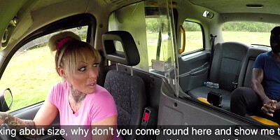 Female Fake Taxi Masked Fare Fucks Hot Tattooed MILF with Big Black Cock