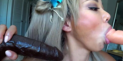 Asian Gagging Sloppy Blowjob Dildo Bukkake