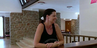 German big tits milf meet small cock user in Bar and fuck him