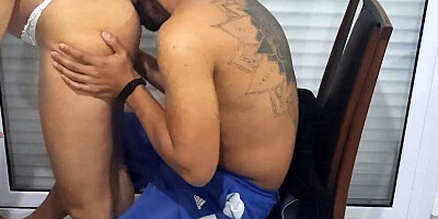 Chubby woman sucks a cock and rides it like a slutty cowgirl