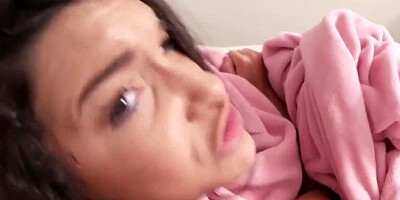 MILF sucks stepson's hard cock and fucks in a POV video