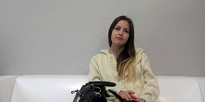 Czech amateur cutie oiled up during casting and fucked hard