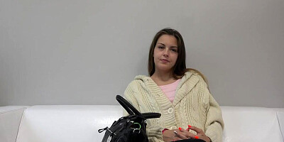 Czech amateur cutie oiled up during casting and fucked hard